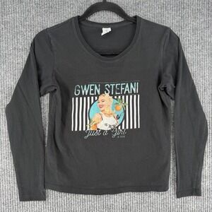 Gwen Stefani Just a Girl Las Vegas long sleeve baby tee black graphic top Small
